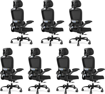 TRALT Office Chair Ergonomic Desk Chair, 330 LBS Home Mesh Office Desk Chairs with Wheels, Comfortable Gaming Chairs Black Pack of 7