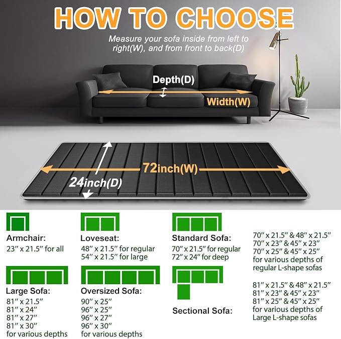 LAVEVE Heavy Duty Couch Cushion Support Board for Sagging Sofa, 24''x72'' Extra Thick Solid Wood Under Couch Insert with Anti-Slip Dots, Repair Sagging Spring Sofa
