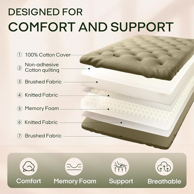 ZonLi Japanese Floor Futon Mattress Twin Size 39"x75"100% Cotton Cover 6''Thicken Tatami Mattress,Foldable Sleeping Pad,Portable Dormitory Tatami Mat,Roll Up Floor Lounger Bed for Adult (Winter Moss)