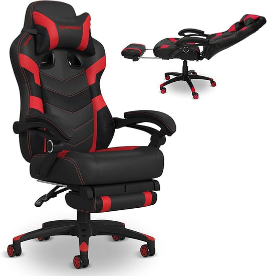 Respawn 110 Pro Ergonomic Gaming Chair with Footrest for Adults - Comfortable Office Gaming Recliner with Lumbar Support and Headrest, Racing Style Video Game Chairs for Computer Gamer - Red