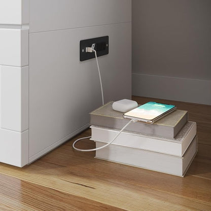 AFI, Southampton Murphy Bed Chest Full with 6" Mattress, Built-in USB Charger & Storage Drawer, White
