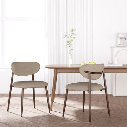 MALOL Upholstered Dining Chairs Set of 2, Curved Back Kitchen Chairs with Metal Legs and Anti Slip Pads, Dining Room Chair for Home and Restaurant, Camel