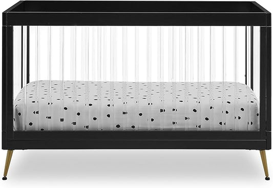 Delta Children Sloane 4-in-1 Acrylic Convertible Crib - Greenguard Gold Certified, Black/Bronze