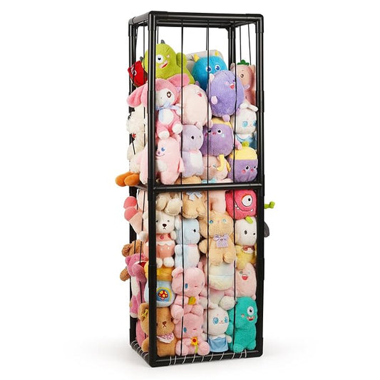 Stuffed Animal Storage Zoo Holder Space Save, PVC Stuffed Animal Organizer | Vertical Plush Toy Organizer with Elastic Band and Net, Large Capacity Stuffy Storage for Playroom Bedroom Nursery