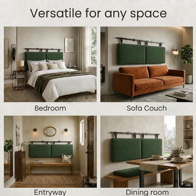 Queen Headboard only, Wall Mounted Headboard for Adjustable Bed, Hanging Head Board for Queen Size Bed Upholstered Headboard Cabeceras De Cama for Bedroom, Dorm, Guest Room, Green