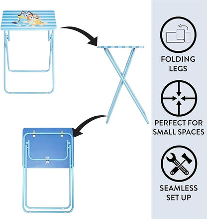 Bluey Folding Tray Table,Portable Snack & Laptop Table, Compact Space-Saving Design for Kids & Teens, Lightweight Indoor Table for Bedroom, Dorm, or Playroom