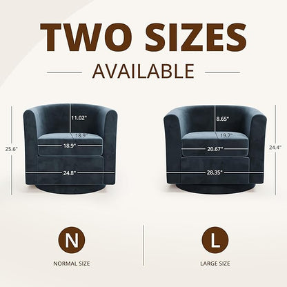 Swivel Accent Chair with Storage Ottoman Set of 2, Modern Velvet Barrel Chair, Upholstered Armchair with Footrest for Living Room/Reading/Bedroom, 25.4'' D x 28.35'' W x 24.4'' H, Blue