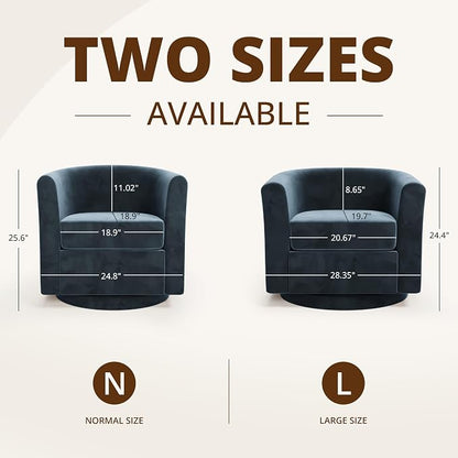 Swivel Accent Chair with Storage Ottoman, Small Modern Velvet Barrel Chair, Upholstered Armchair with Footrest for Living Room/Reading/Bedroom, 24.8'' D x 25.38'' W x 25.6'' H, Blue