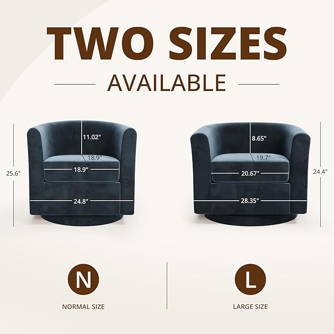 Swivel Accent Chair with Storage Ottoman Set of 2, Small Modern Velvet Barrel Chair, Upholstered Armchair with Footrest for Living Room/Reading/Bedroom, 24.8'' D x 25.38'' W x 25.6'' H, Blue