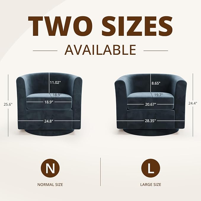 Swivel Accent Chair with Storage Ottoman, Modern Velvet Barrel Chair, Upholstered Armchair with Footrest for Living Room/Reading/Bedroom, 25.4'' D x 28.35'' W x 24.4'' H, Blue