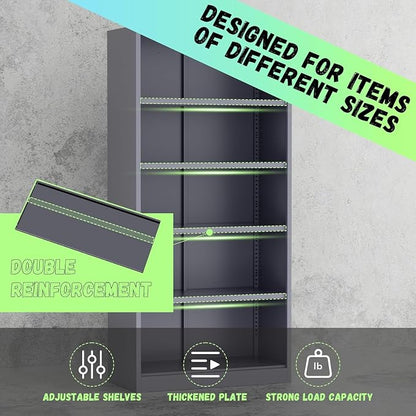 Bonusall 72" Metal Garage Storage Cabinet, 2 Locking Doors & 4 Adjustable Shelves Tall Storage, Heavy Duty Steel Tool Cabinet for Home, Office