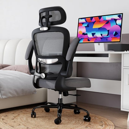 TRALT Office Chair Ergonomic Desk Chair, 330 LBS Home Mesh Office Desk Chairs with Wheels, Comfortable Gaming Chairs (1, Dark Grey)