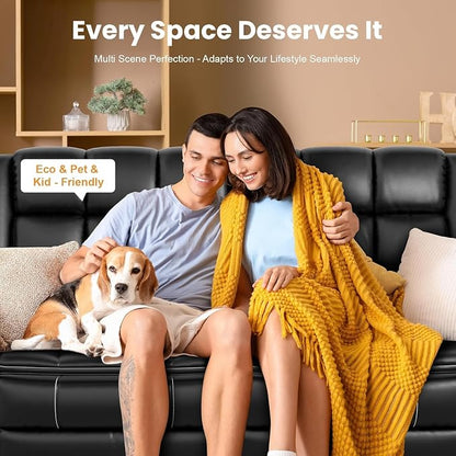 Oversized Recliner Chair with Massage & Heat, Extra Wide Seat Reclining Chair with Storage Side Pockets & Cup Holders, Clearance Big Man Recliners, Comfortable Manual Faux Leather King Chairs