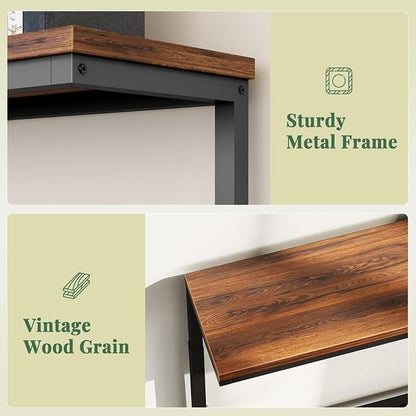 Slim Console Table with Outlet & Height Adjustable, 66'' Behind Sofa Table | Sofa Console Table with 3 AC Outlets & 2 USB Ports, Height(25.2''–31.3'') Slim Sofa Table Behind Couch for Living Room, Brown