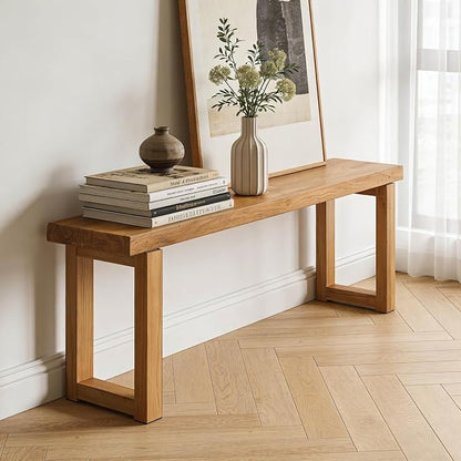 Narrow Farmhouse Bench Skinny Wooden Entryway Long Bench 32" 39" 47" 55" 63" 71" 79" Rustic Indoor Benches for Hallway Kitchen Dining Bedroom End of Bed Easy Assembly Natural Finish(39x10xH18")