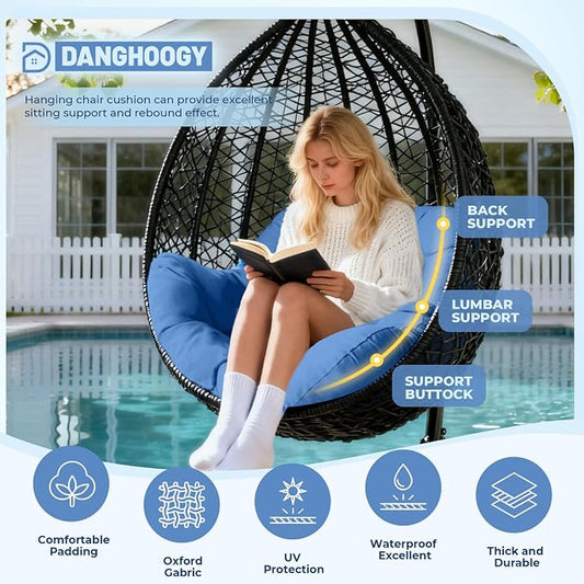 DANGHOOGY Egg Chair Cushion, Waterproof Outdoor Egg Replacement Cushions, Patio Chair Cushions for Outdoor Funiture, Thickened Hanging Chair Cushion, 35x47x7 Inches (Royal Blue)
