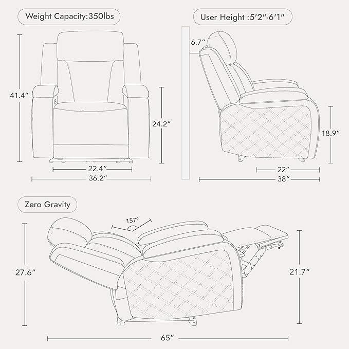 Watson & Whitely Genuine Leather Power Recliner Chairs for Adults, Zero Gravity Recliner with Power Headrest & Hidden Storage, Electric Reclining Sofa Chair for Living Room, Home Office, Saddle Brown