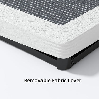 NHODIR Box Spring King, 3 Inch Low Profile Metal Bed Base | Sturdy Metal Frame With Washable Fabric Cover. Noise-Free Support.Easy Assembly. Durable Heavy-Duty Construction