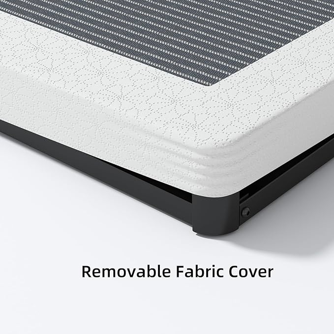 NHODIR Full Box Spring 3 Inch Heavy Duty Box Spring Mattress Foundation, Metal Bed Base with Fabric Cover, Noise Free Easy Assembly
