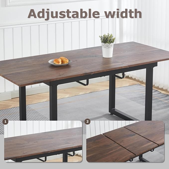 Extendable Dining Table for 4-8 People,70.86''Modern Space-Saving Kitchen Table with Metal Legs,Rectangle Folding Conference Meeting Table for Living Meeting Room Kitchen,Walnut