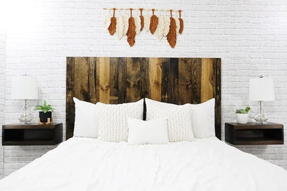 Barn Walls Solid Wood Full Size Headboard, Dark Brown Stain with Smooth Natural Wood Grain Variation, Handcrafted Head Board Wall-Mounted Panels, Rustic Modern Bedroom, Built to Last