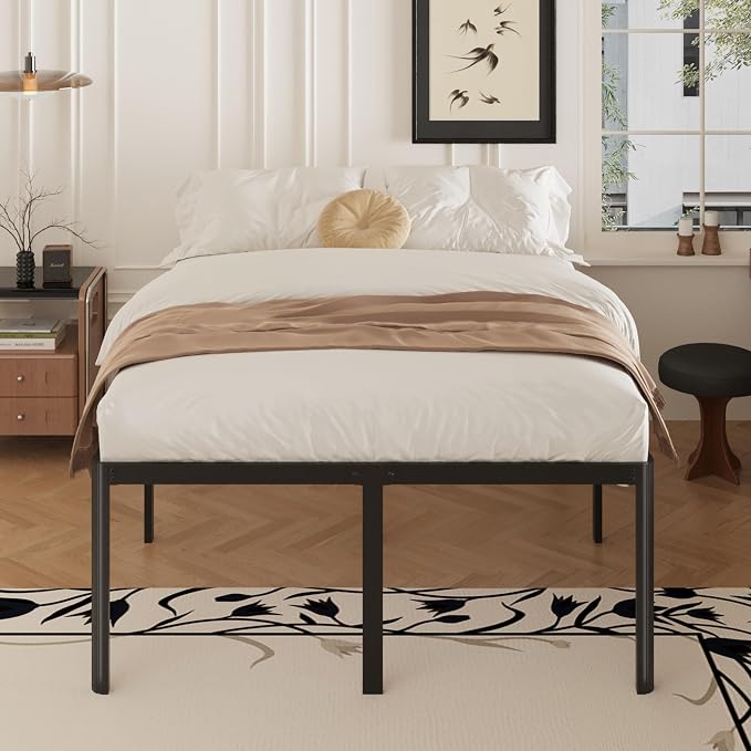 Yicensen 22 Inch High King Bed Frame with Rounded Corner Legs Heavy Duty Metal King Size Platform Bed Frame No Box Spring Needed, Easy Assembly, Noise Free, Black.