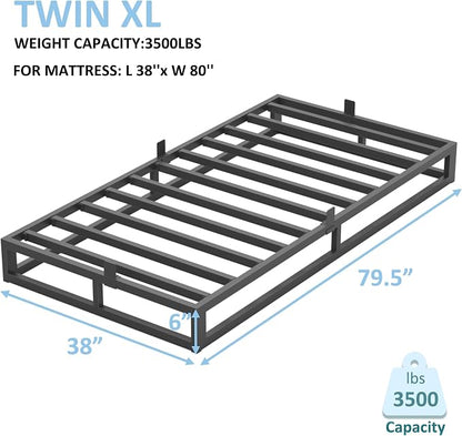Bilily 6 Inch Twin XL Bed Frame with Steel Slat Support, Low Profile King Metal Platform Bed Frame Support Mattress Foundation, Heavy Duty,No Box Spring Needed,Easy Assembly,Noise Free