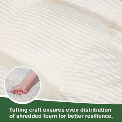 idee-home Egg Chair Cushion Replacement, Tufted Hanging Egg Chair Cushions with Corduroy Cover, Oversized Wicker Swing Cushion for Indoor Hammock Basket Chair, Beige (Chair Not Included), 48x32 Inch