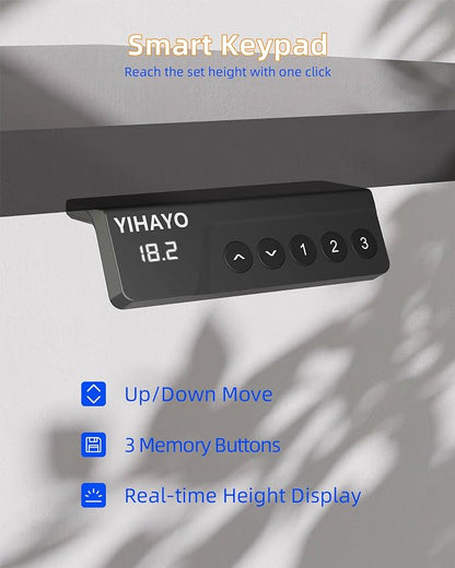 YIHAYO Low Height Adjustable Desk, Lifts 18.1-28.3 Inches, Electric Standing Desk for Short People, 55 x 24 Inches Computer Table with Splice Board for Home Office, Rustic Brown