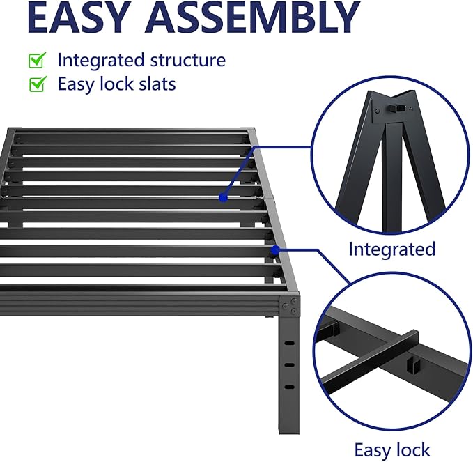 Furnitui 12 Inch High Platform Twin Bed Frame, Metal Bed Frame Twin No Box Spring Needed, Easy Assembly, Noise Free, Sturdy, Black