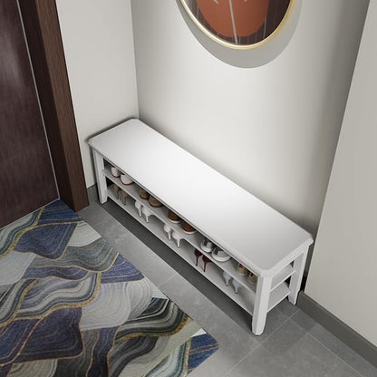 AQIMUELE Wood Shoe Rack Bench for Entryway, 2 Tier Shoe Rack for Front Door Entrance, Shoe Bench with Shoe Storage for Entryway, Bedroom, 47.2"