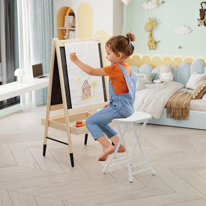 Folding Stool, 18 Inch Foldable Stool with Handle & Steel Frame, Pack of 8 Folding Bar Stools, 440lbs Sturdy Foldable Lightweight Metal Chair for Camping, Indoor and Outdoor, White