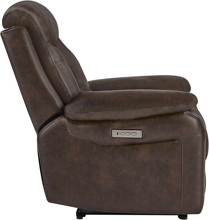 KISLOT Power Recliner Chair Wall Hugger Recliner with Adjustable Headrest and Footrest Dual Motor Electric Faux Leather Reclining Sofa with USB/Type-C Charging for RV Living Room Bedroom