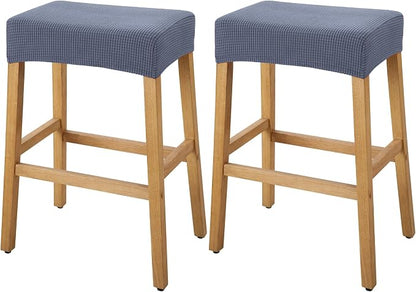 YISUN Stool Covers Rectangle - 2 Pack Stretch Waterproof Saddle Seat Cover Counter Bar Stools Bar Chairs Covers Kitchen Island Chairs Cushion Protector (2, Dark Gray)