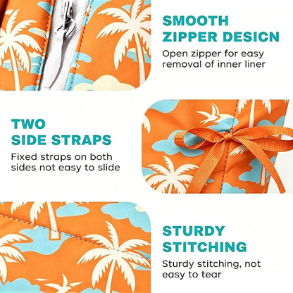 Egg Chair Cushion Replacement, Waterproof Thicken Hanging Egg Swing Chair Cushion for Outdoor Furniture, Wicker Rattan Hammock Basket Cushion with Headrest Pillow 47x31.5x4.7 inch(Orange Coconut Tree)