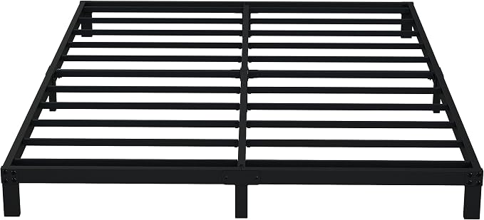 EMODA 6 Inch Full Size Bed Frame Heavy Duty Metal Platform No Box Spring Needed, Easy Assembly Noise Free, Black