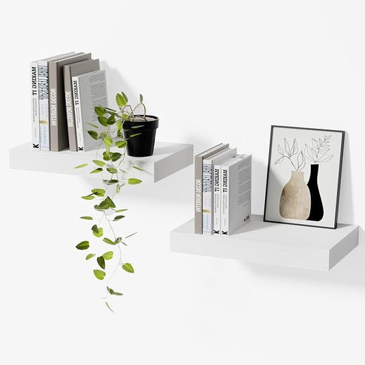 Floating Shelves Set of 2,11.8 Inches Small Wall Shelves for Living Room Bathroom Kitchen and Bedroom,White