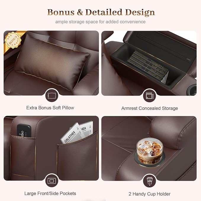 Extra Wide Seat Recliner Chair with Heat and Back Massage, Electric Power Oversized Reclining Chair Infinite Position with Storage Armrests & 2 Cup Holders for Living Room, Manual Recliners