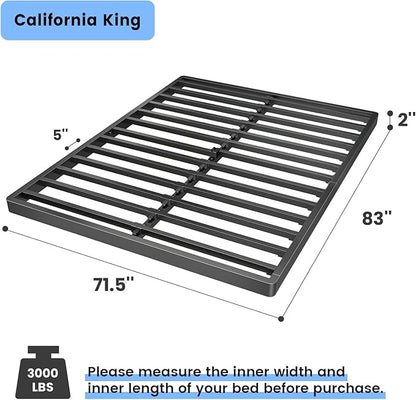 Superay 2 Inch California King Box Spring Low Profile, Heavy Duty Metal Box Spring Bed Base, Bunkie Board Bed Slat Replacement, Mattress Foundation, Easy Assembly, Noise Free