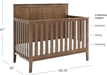 Child Craft Atwood 4-in-1 Convertible Baby Crib, Wooden Nursery Furniture Converts to Daybed, Toddler Bed and Full-Size Bed, 3 Mattress Height Adjustments, Non-Toxic Baby Safe Finish, Cocoa Bean Brown