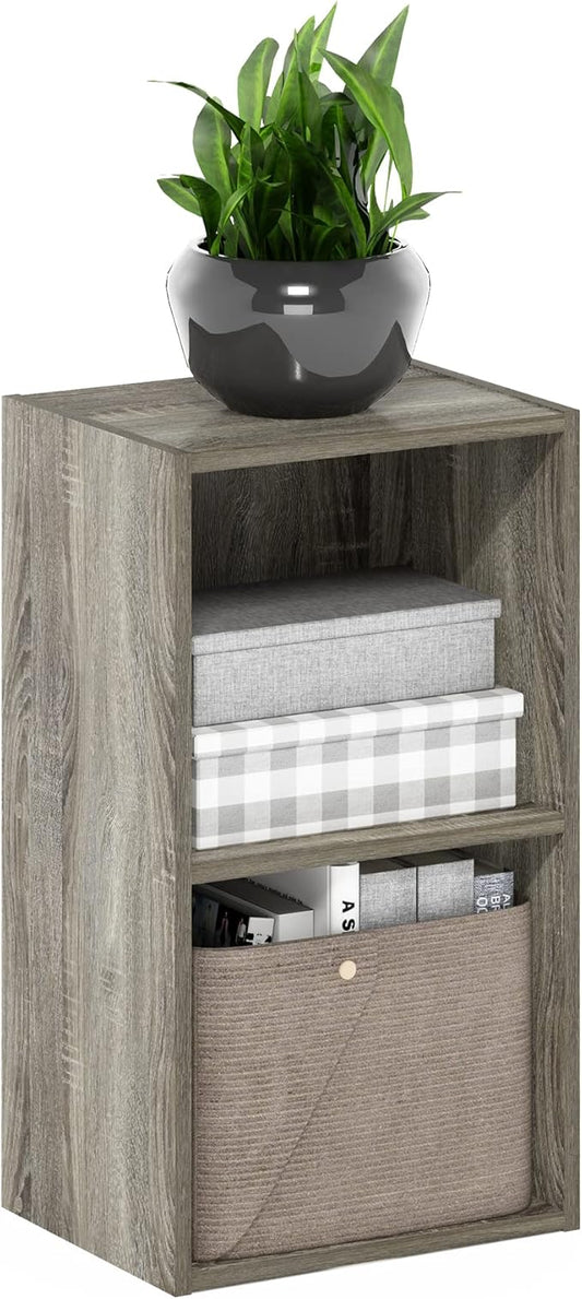 Furinno PASIR Book Shelf, 2-Tier Modern Bookshelf, Open Shelves Bookcase 9 x 12 x 21, Easy Assembly, for Living Room, Bedroom, Home Office, French Oak