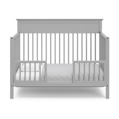 Storkcraft Carmel 5-in-1 Convertible Crib - GREENGUARD Gold Certified, Converts to Toddler Bed & Full-Size Bed, Fits Standard Full-Size Crib Mattress, 4 Adjustable Mattress Heights (Pebble Gray)
