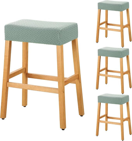 YISUN Stool Covers Rectangle - 4 Pack Stretch Waterproof Saddle Seat Cover Counter Bar Stools Bar Chairs Covers Kitchen Island Chairs Cushion Protector