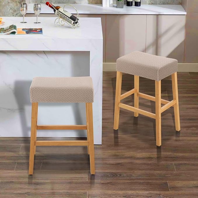 YISUN Stool Covers Rectangle - 2 Pack Stretch Waterproof Saddle Seat Cover Counter Bar Stools Bar Chairs Covers Kitchen Island Chairs Cushion Protector