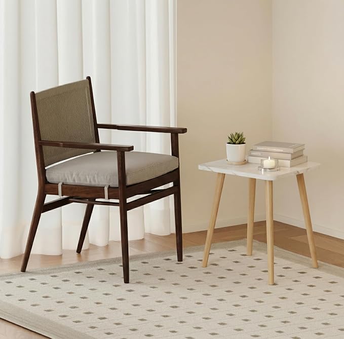 FORAOFUR Small End Table, Side Table Accent Table Living Room Bedroom Balcony Office, Modern Bedside Table Home Decor, Mini Table for Small Spaces, Short Coffee Table, Easy Assembly, Marble White | Marble Solid wood legs for stability, fits sofa/bedsid...