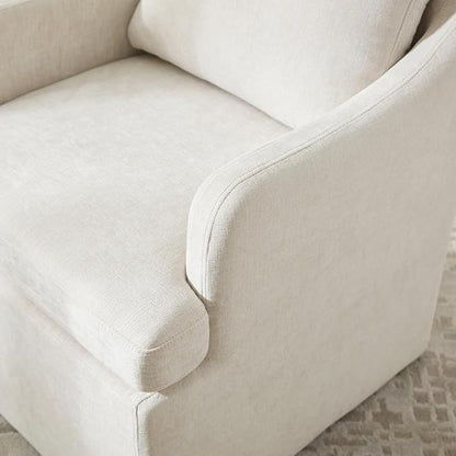VKNOW Upholstered Dining Chairs, Modern Kitchen Chairs Dinner Chairs with 4 Casters, Chenille Armchair for Bedroom Reading Room Living Room, Beige