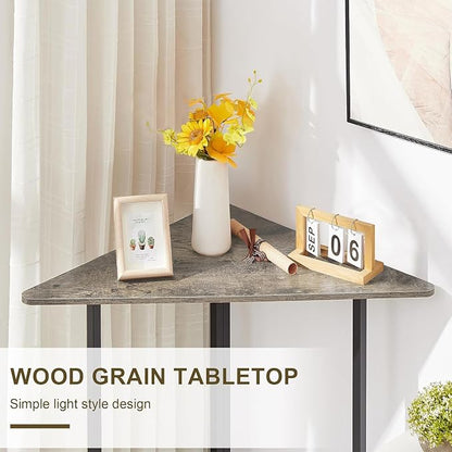 VECELO Corner Desk,Office Tables for Living Room for Small Space Triangle Computer Desk with Steel Frame Corner Shelves with Metal Frame Writing Desk for Workstation Classic Grey 31.1" 2 Set