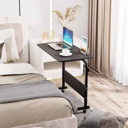 SDHYL Side Table Living Room, 31.5 inches Laptop Desk, Adjustable Work Stand Mobile Side Desk, Portable Workstation Student Desk Small Snack Table, Black