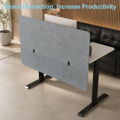 Desk Privacy Panel with Wire Management, 47.2 x 22.5 inch Sound Absorbing Felt Cubicle Desk Divider with Hidden Cord Organizer, Clamp or Screw Mount, Acoustic Partition for Office & Home