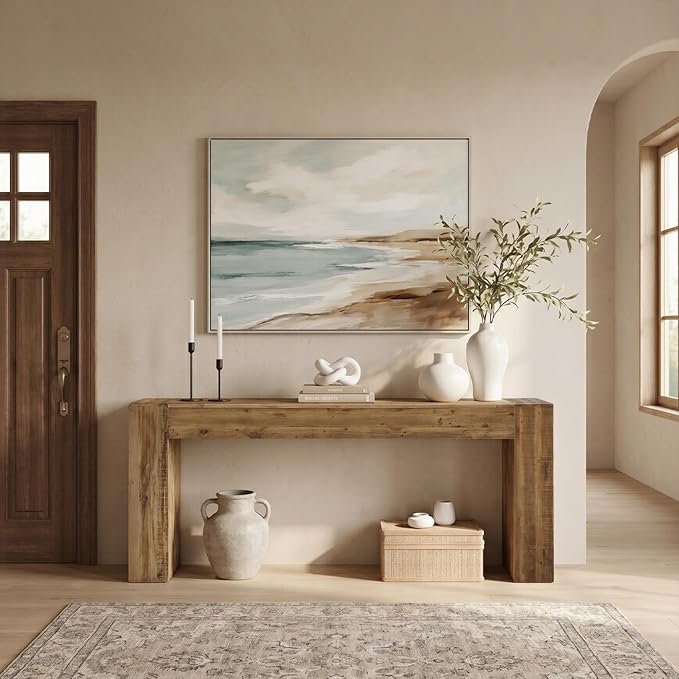 77" Reclaimed Solid Wood Console Table for Entryway, Extra Long Rectangular Sofa Table Behind Couch, Modern Farmhouse Hallway Entry Table for Living Room, Hallway, Foyer, 20 Mins Easy Assembly